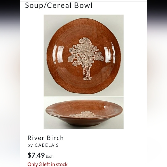 Cabela's  River Birch Stoneware 10" Soup Bowl 🍜 - Picture 3 of 16